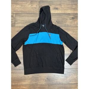 Psycho Bunny Men’s black and blue color-block hoodie Lightweight Sweatshirt Sz L